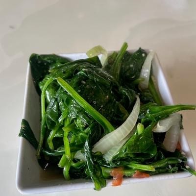 Sauteed Spinach with Onions & Tomatoes.