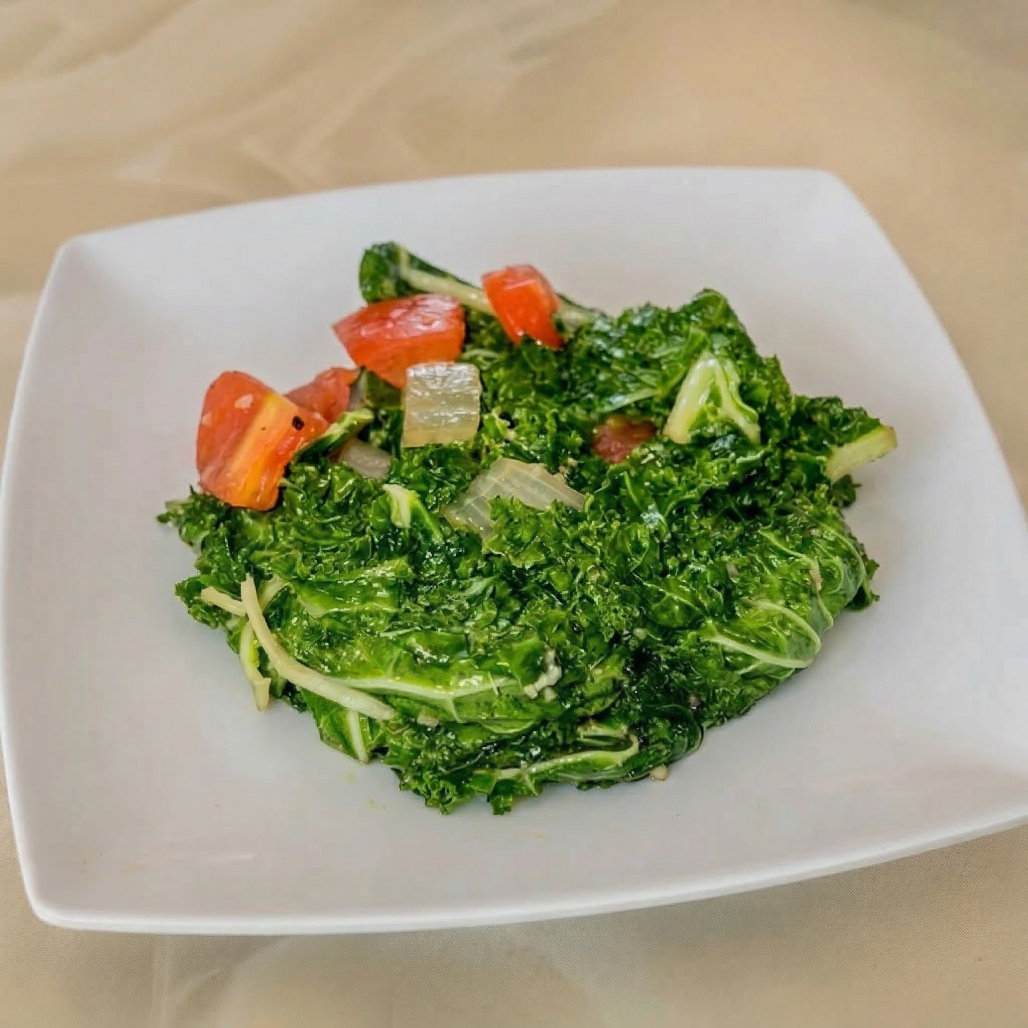 Sauteed Kale with Onions & Tomatoes.