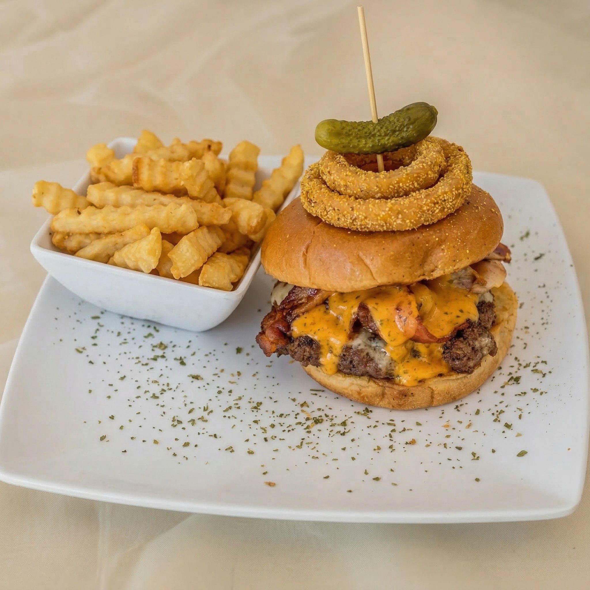 Surf and Turf-Seafood Burger.