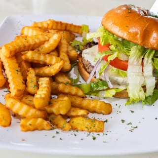 Classic American Burger with Fries